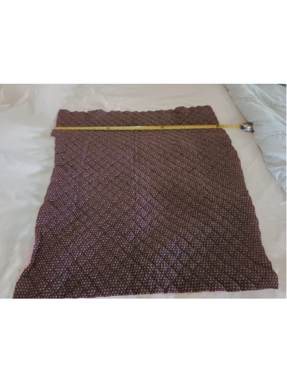Vintage Wamsutta Quilted Fabric Remnant Ditsy Floral Brown 42x36 - Picture 5 of 9